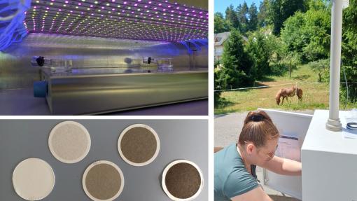 Degradation system, aerosol filters and installation of aerosol sampler