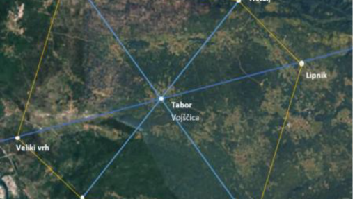 La rete energetica del paesaggio, con il caratteristico schema geometrico dell’esagono, rappresenta la forza spaziale e la capacità di connessione. I flussi di energia vitale costituiscono il sistema circolatorio dell’organismo del paesaggio.