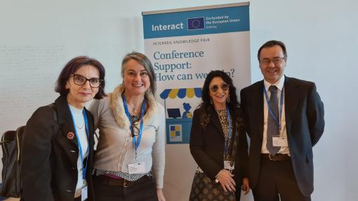 Laura Comelli in Chiara Vecchiato (Organ upravljanja programa Interreg ITA - SLO),  Aljoša Sosol in Andreja Grom (Skupni sekretariat), prisotni na dogodku.