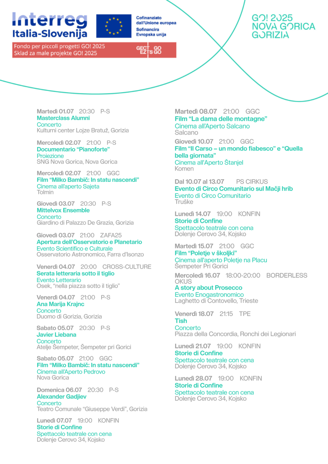 Eventi SPF Luglio 2025