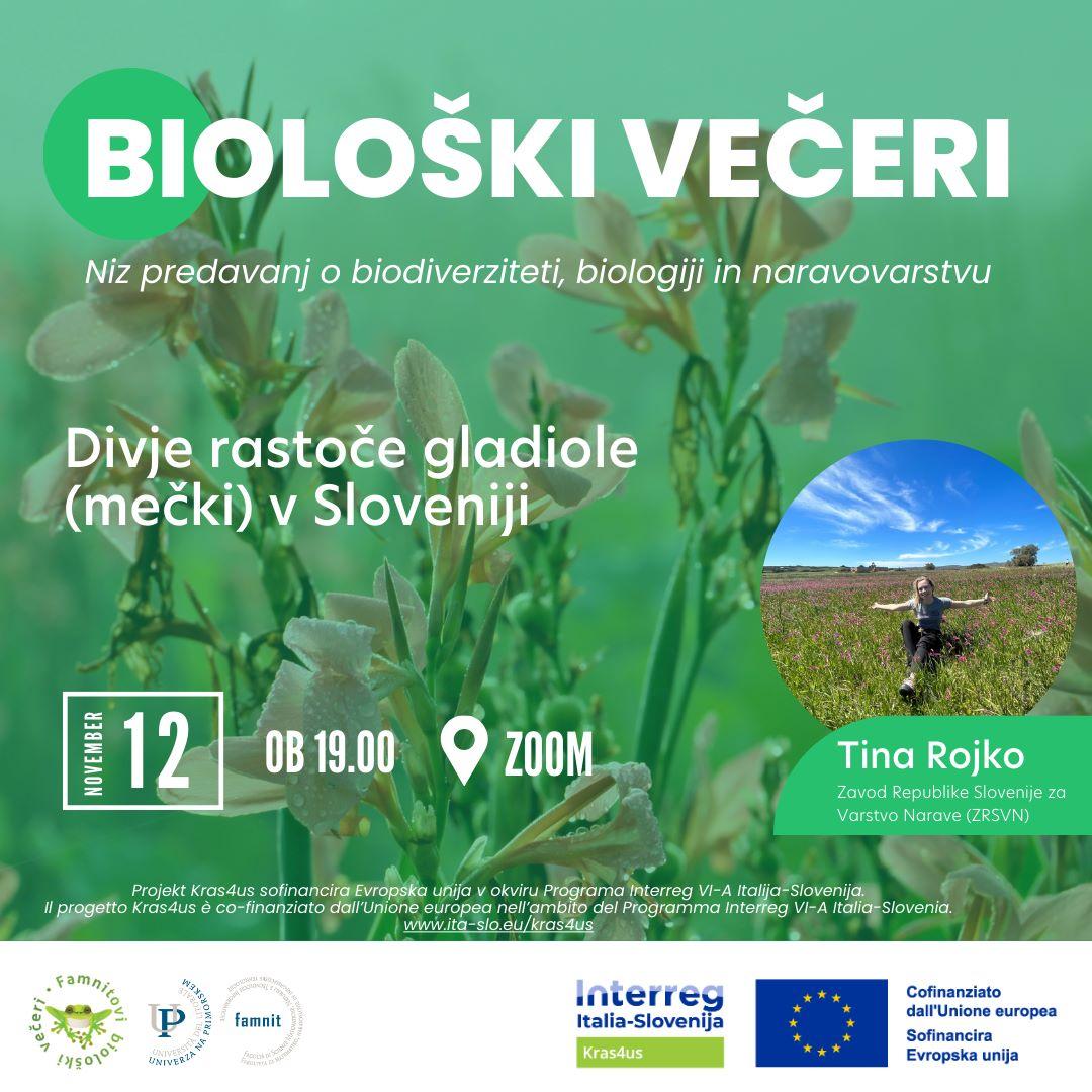 Biološki večer: Divje rastoče gladiole (mečki) v Sloveniji