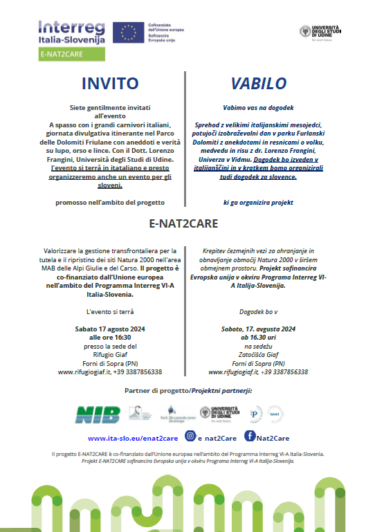 Invito a ''A spasso con i grandi carnivori italiani''